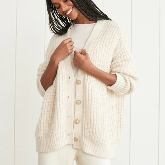 Jenni Kayne Alpaca Cocoon Ivory Cardigan - Picture 1 of 9
